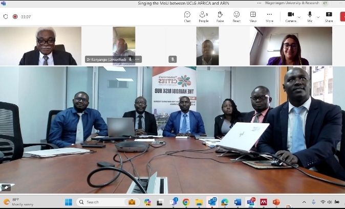 Yesterday's virtual signing of MoU between @UCLGAfrica & @arin_africa kicked off the Building Climate Resilience for the Urban Poor (#BCRUP)initiative across Africa! #BCRUP aims to enhance the resilience of the urban poor against adverse climate change impacts #ClimateAction