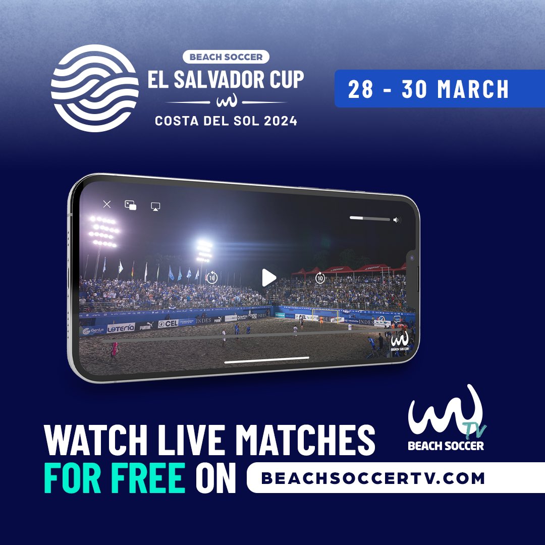 👀 Watch the #ElSalvadorBeachSoccerCup 2024 for 𝗙𝗥𝗘𝗘! 🤩📺 🤯 We are delighted to announce that you will be able to witness all the incredible moments from Costa del Sol, 𝗟𝗜𝗩𝗘 on beachsoccertv.com 🇸🇻🏆 #BeachSoccer