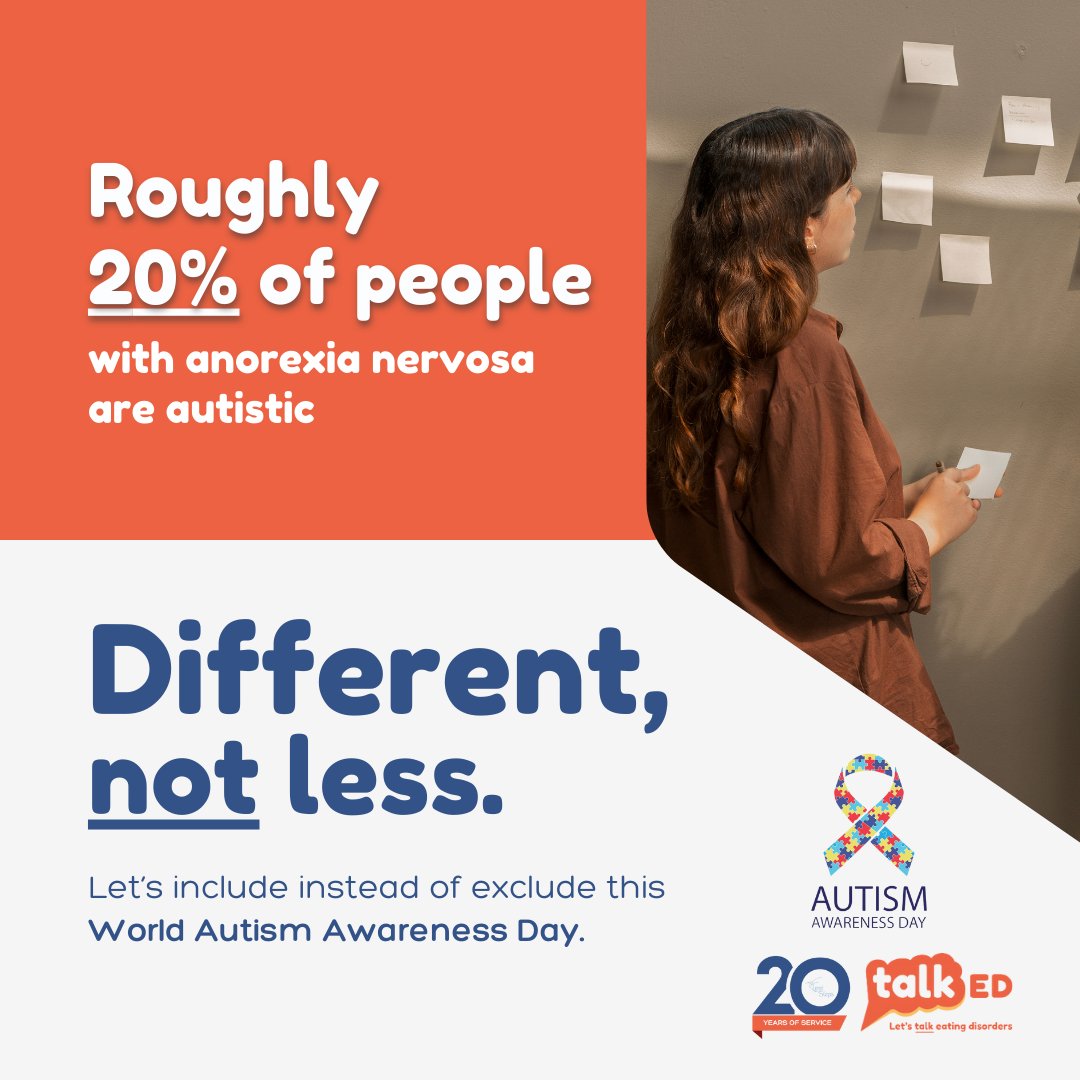 Let's celebrate diversity and promote understanding this #AutismAwarenessDay 💙 Research shows there is a link between eating disorders and autism. Our team at First Steps ED are trained in providing a supportive environment for our neurodiverse service users and staff.