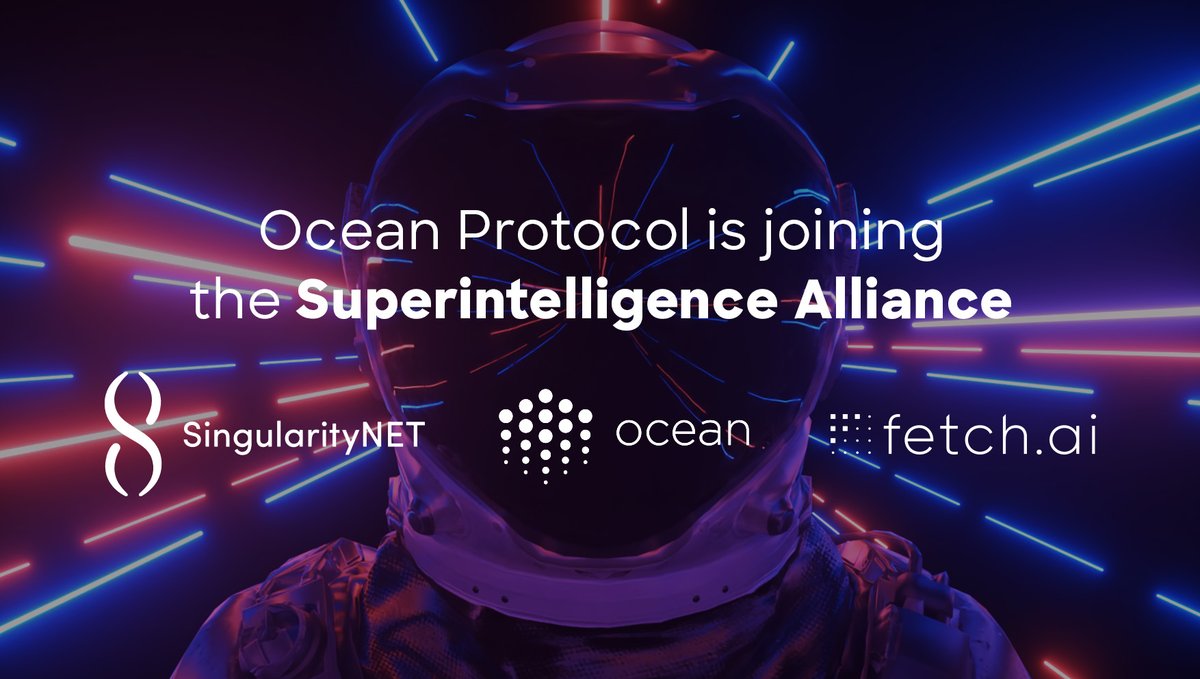 1/🤝Ocean Protocol, @Fetch_ai & @SingularityNET unite to create the Artificial Superintelligence Alliance, through a token merger into a single $ASI token with a combined value of USD$7.5 Billion, with a current ranking at ~#20 on #CoinMarketCap. Read on, anon! There’s more!