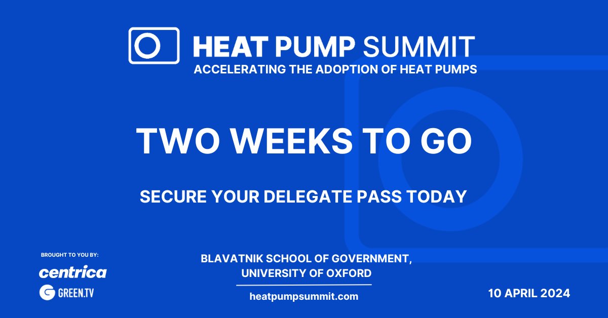 The @HeatPumpSummit is just around the corner with only two weeks to go. Experts will discuss one of the many important measures to achieve a #lowcarbon future. View the agenda and secure your delegate pass: heatpumpsummit.com/delegate-pass #HeatPumps #Innovation #HeatPumpSummit