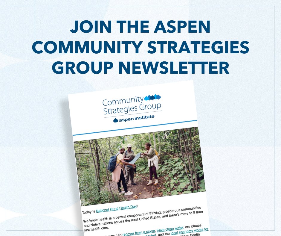 Let's envision a brighter future for rural communities and Native nations across the US with <a href="/AspenCSG/">Aspen CSG</a>. 

Subscribe to the monthly newsletter for updates, inspiring stories, and actionable steps towards building healthier, more inclusive communities: bit.ly/3TRPo7x