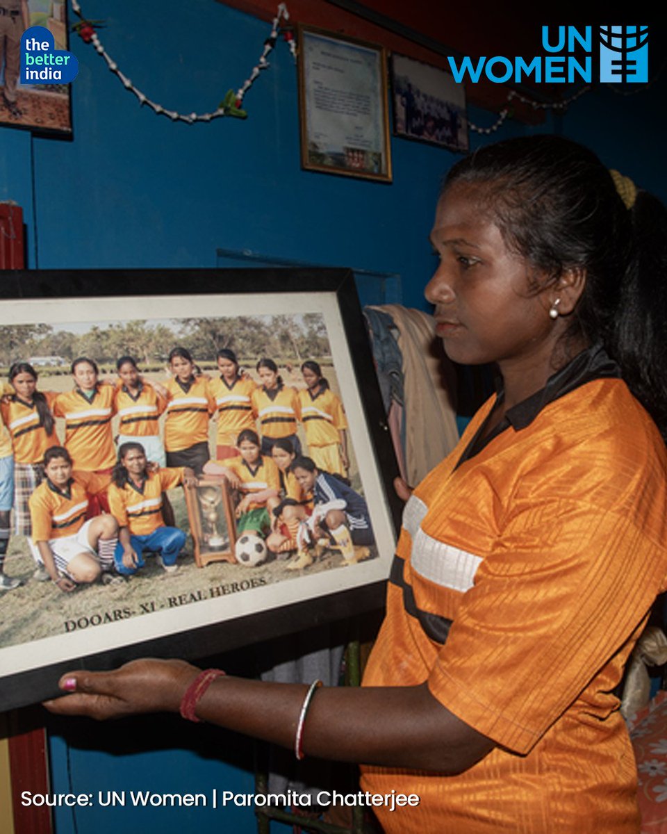 thebetterindia's tweet photo. (1/9) As the football sped towards her, Bhabani Munda — a 32-year-old tribal woman from Kalchini in Jalpaiguri district — lifted her foot and gave it a powerful kick. Thrilled, she watched it soar away, reminiscing how she fell in love with the sport at the age of seven. https://t.co/PlGPtdMDgk