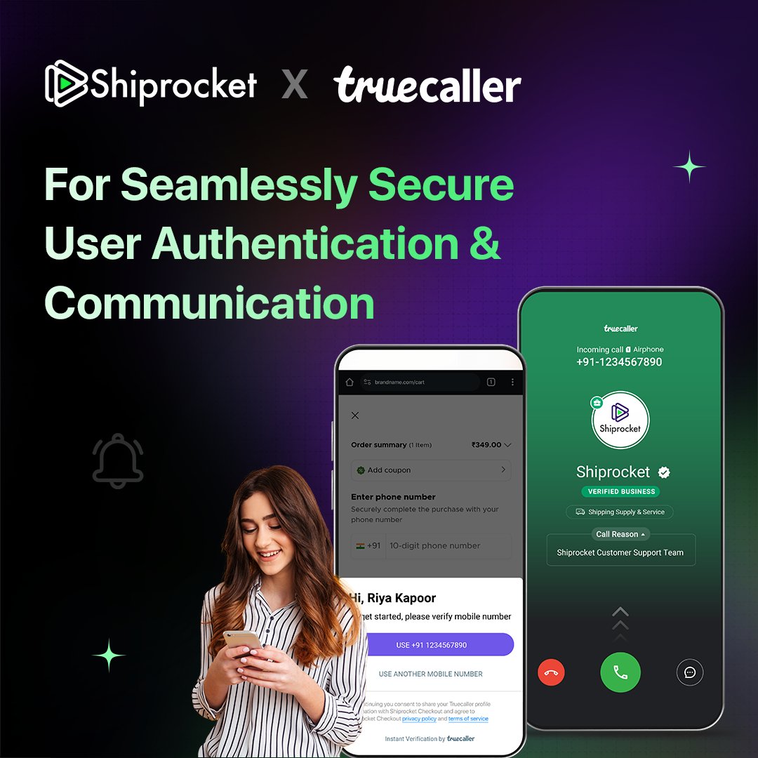 Excited to partner with @truecaller_in ! 📱 Together, we're dedicated to making speed and convenience a reality for merchant-consumer interactions. Truecaller's OTP-less verification, combined with Shiprocket Checkout, is set to pave the way for smoother, more secure