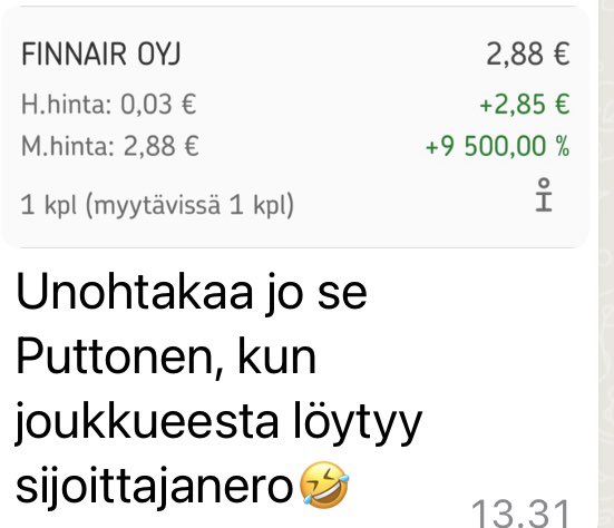 Vasen pakki laittoi meidän lätkäjengin whatsapp-ryhmään kovan tiliotteen.