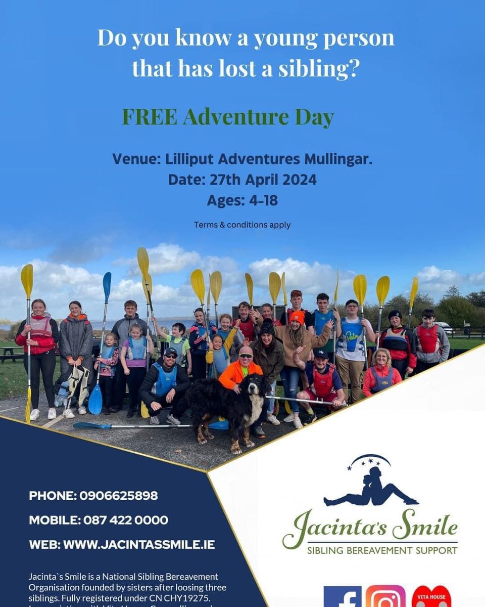 This is a great opportunity organised by our friends @jacintas_smile to take part in some peer support for any children/young person who have sadly experienced the loss of a sibling ....Check it out 💦