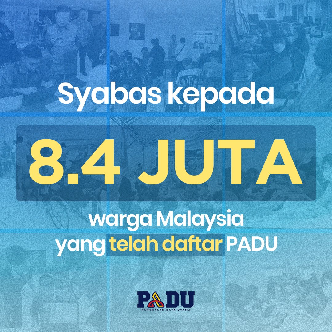 rafiziramli's tweet photo. Saya ingin mengucapkan syabas kepada rakyat Malaysia yang telah daftar dan mengemaskini maklumat di dalam sistem PADU.   

Dengan data-data yang telah dikemaskini akan memudahkan kerajaan untuk menyasarkan program kerajaan dan bantuan kepada golongan yang tepat.   

Untuk memastikan anda tidak tercicir, daftar segera di https://t.co/90HEkyyw4f atau boleh hadir ke kaunter PADU berhampiran kawasan anda.   

#ElakkanKeciciran