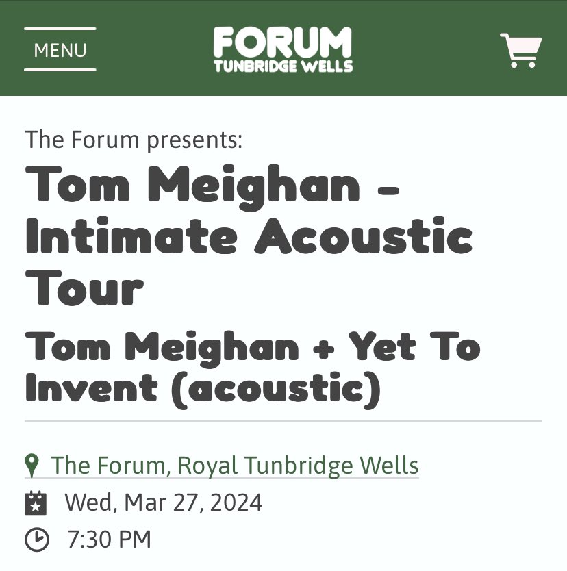 Tonight’s the night 🤩 and we’re very excited to be opening up for ex-Kasabian frontman @tommeighanHQ at @twforum for an acoustic evening Set times: 8pm - Yet to Invent acoustic set 9pm - Tom Meighan acoustic set