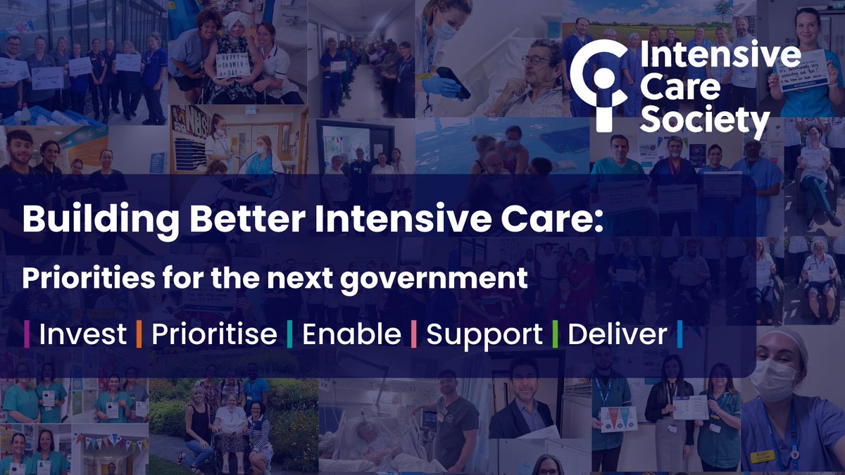 Today we launch our manifesto for the next UK Government for Building Better Intensive Care.
 
We want them to prioritise 5 key areas for a strong and sustainable intensive care service, properly resourced to care for critically ill patients.

bit.ly/ElectionPriori…