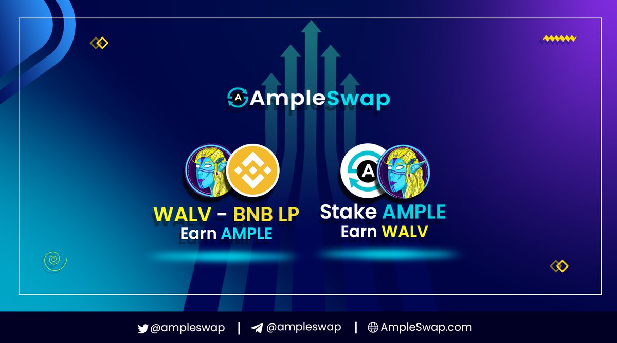 We are pleased to extend Farm & Pool of @AlveyChain for another 3 month Stake WALV-BNB LP to Earn $AMPLE ampleswap.com/farms Stake $AMPLE to Earn $WALV ampleswap.com/pools #AmpleSwap #Alvey #BNBChain #BSC #DeFi #Crypto