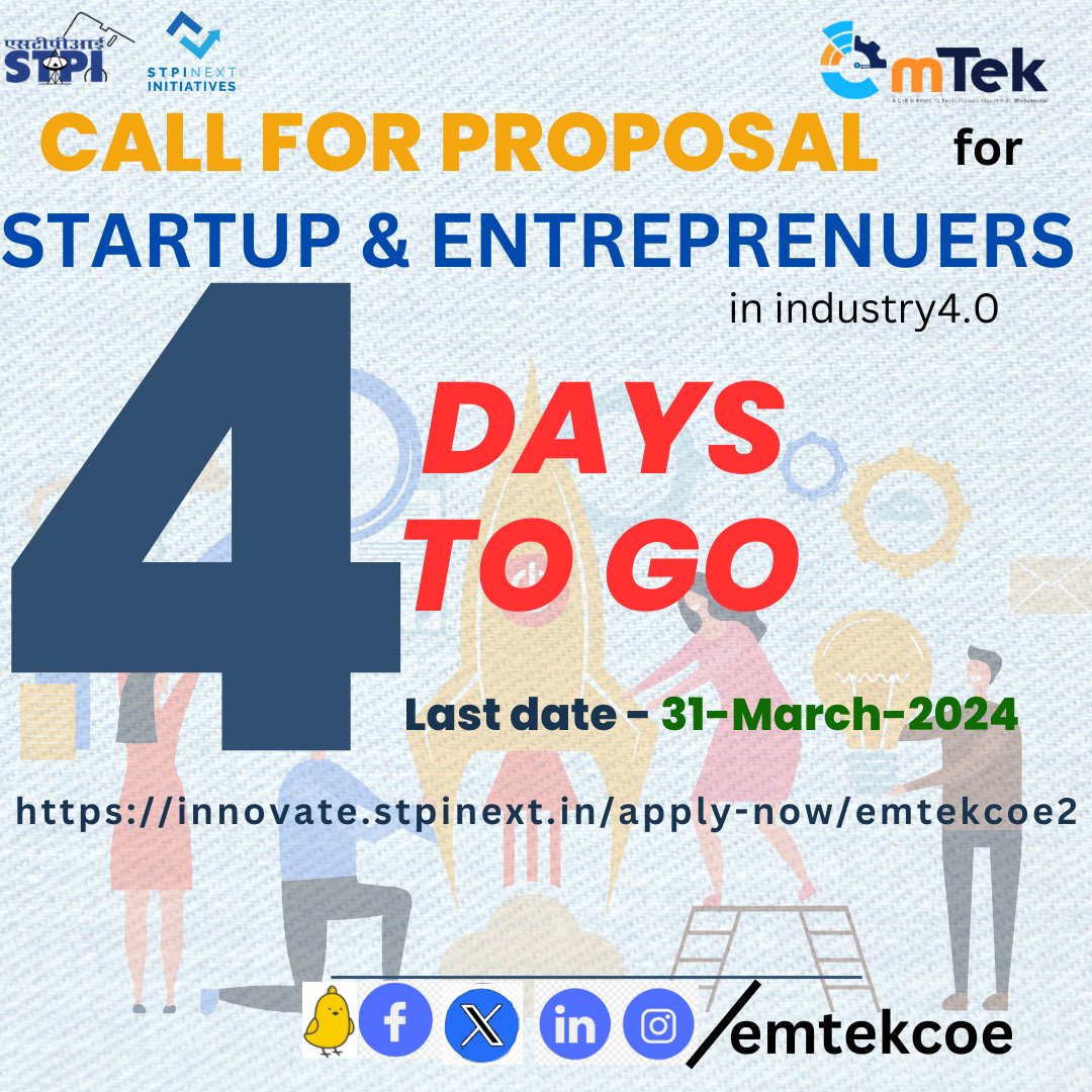 Inviting #startups, working in #industry4.0 and emerging technologies domain, to participate in call for Proposal 2. Apply here - innovate.stpinext.in/apply-now/emte…… Last Date: 31-march-2024 @arvindtw