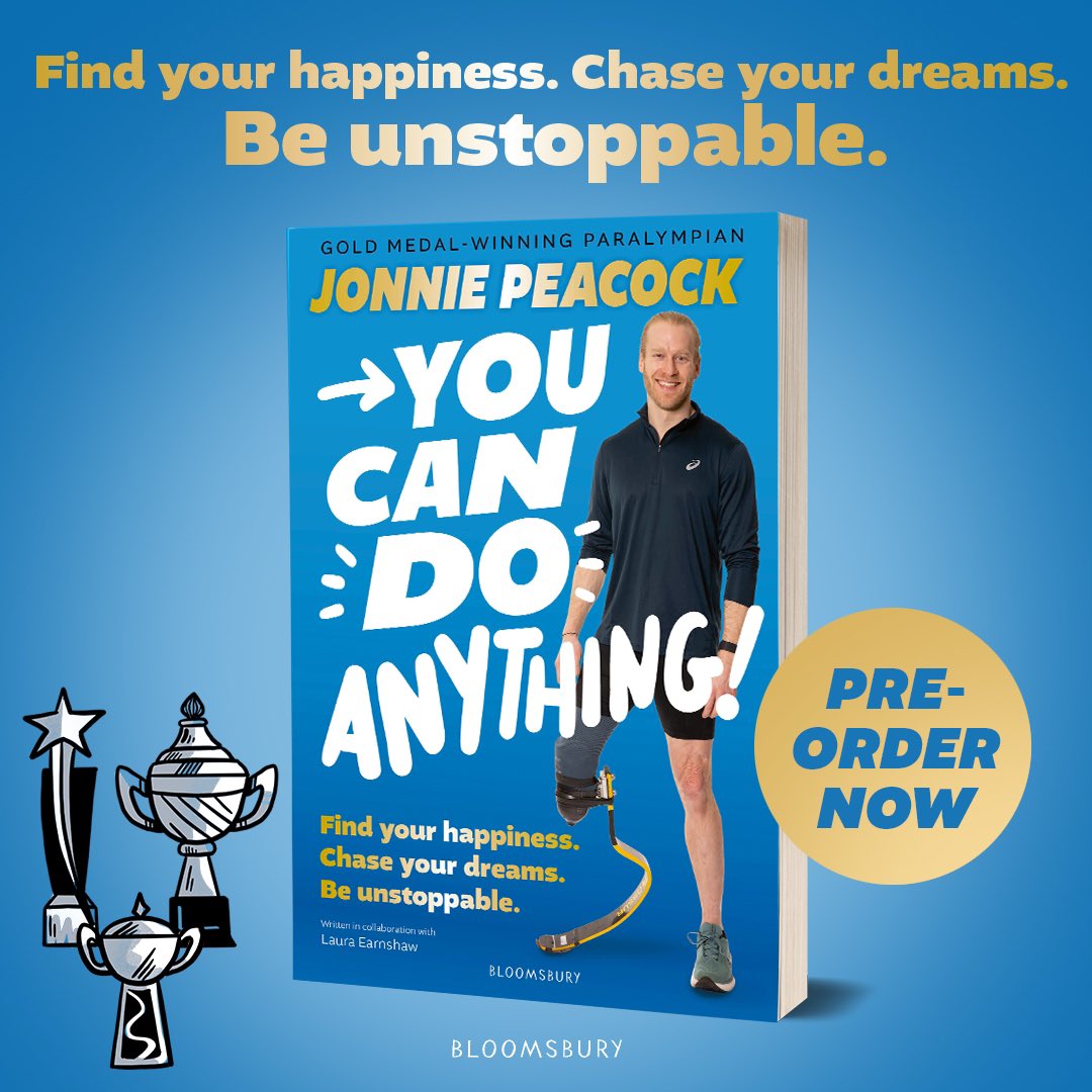COVER REVEAL
🏅📘⭐️📖
Gold-medal-winning Paralympian <a href="/JonniePeacock/">Jonnie Peacock</a> wants to take young people on a journey to get inspired, build confidence and learn that they can achieve anything!

You Can Do Anything!
<a href="/JonniePeacock/">Jonnie Peacock</a> <a href="/myHappymind_/">myHappymind</a> 
The perfect non-fiction guide for readers 9+