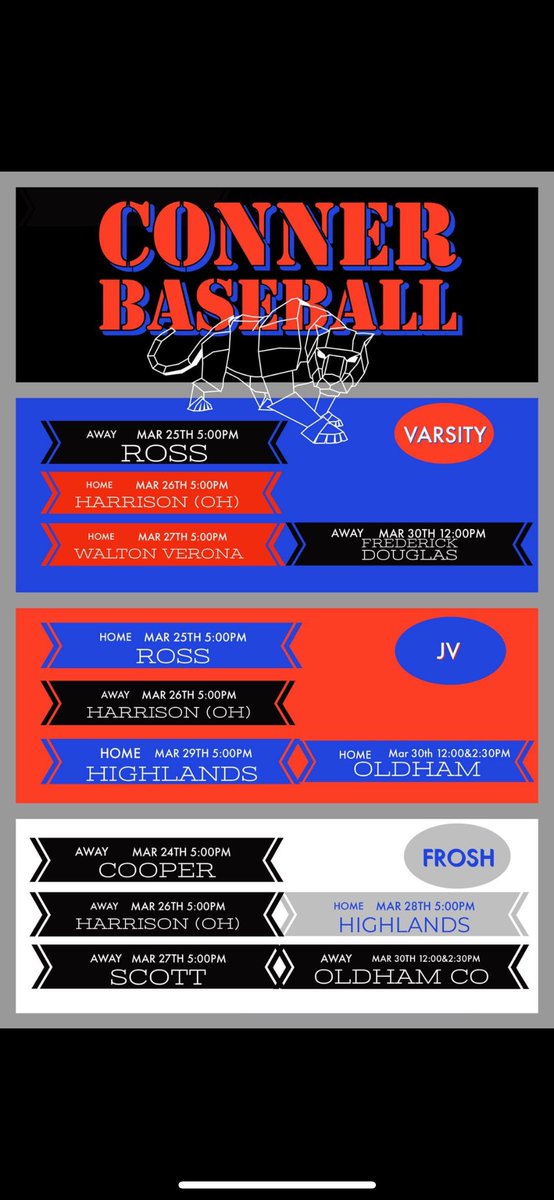 Conner Baseball (@conner_baseball) on Twitter photo March 26th Recap
Cougars take 2/3 against Harrison
Varsity + Frosh back at it today 3/27 March 26th Recap
Cougars take 2/3 against Harrison
Varsity + Frosh back at it today 3/27