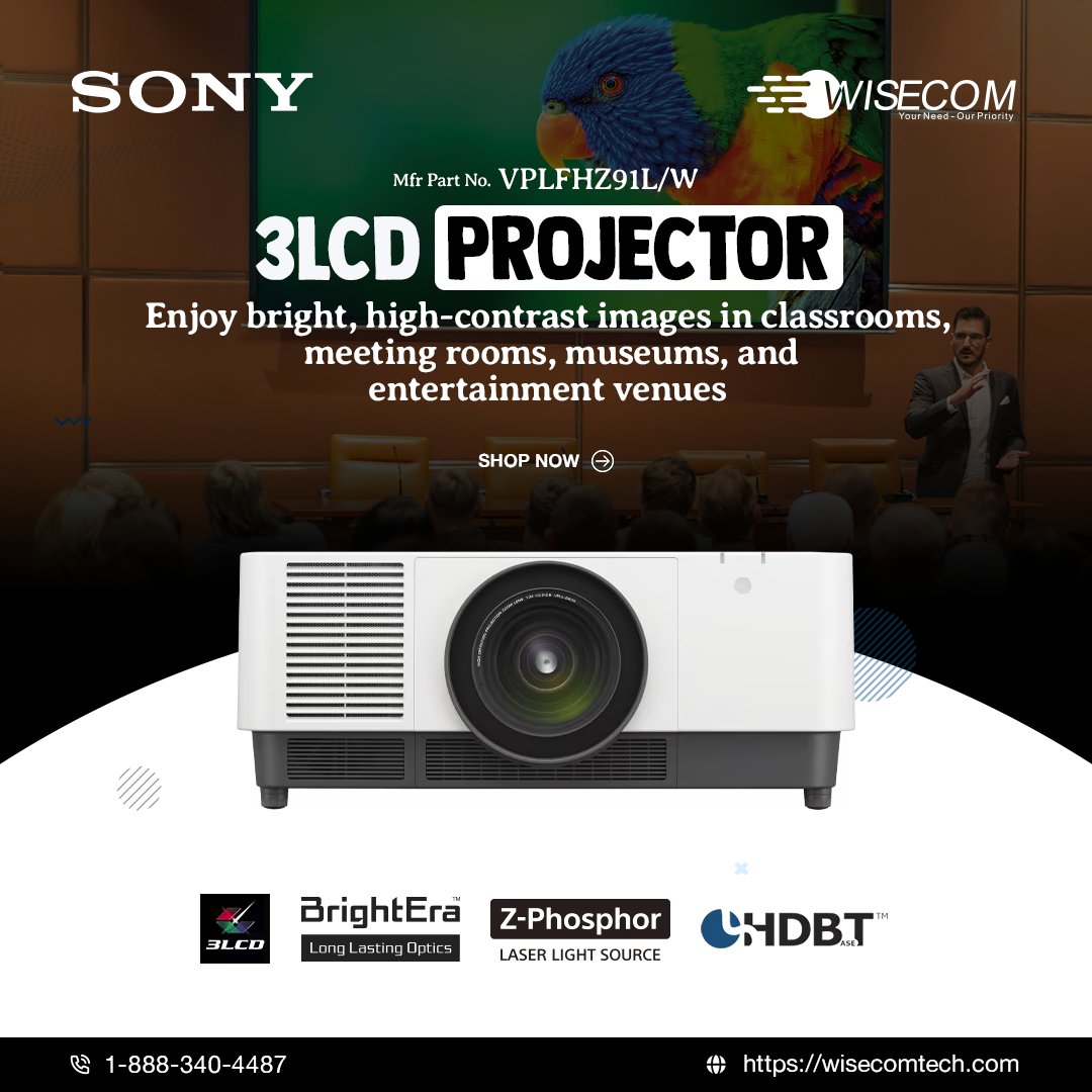 📌 Sony VPL-FHZ91L Laser Projector

Contact Us: 👇👇👇
📧 marketing@wisecomtech.com
🔗 wisecomtech.com/vplfhz91l-w

#wisecomtech #itproducts #Sony #vplfhz91l_w #LaserProjector #3LCDProjector #SonyProjector #9000lm #WhiteProjector #hotsalling #highlights #usa #wtb #instock #b2b