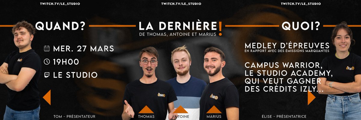 [WebTV] 📺🎙️Rendez-vous ce soir à 19h pour découvrir une nouvelle émission <a href="/lestudio_laval/">Le Studio Laval</a> 
Un seul lien 👉twitch.tv/le_studio
<a href="/LeMansUniv/">Le Mans Université</a> <a href="/lesIUT/">Les IUT</a> <a href="/Laval_la_Ville/">Laval la Ville</a> <a href="/LavalAgglo/">LavalAgglo</a> <a href="/lamayenne/">La Mayenne, le Département</a> <a href="/paysdelaloire/">Pays de la Loire</a> <a href="/sup_recherche/">Ministère Enseignement supérieur/Recherche/Espace</a> <a href="/bdemmilaval/">BDE MMI Laval</a>