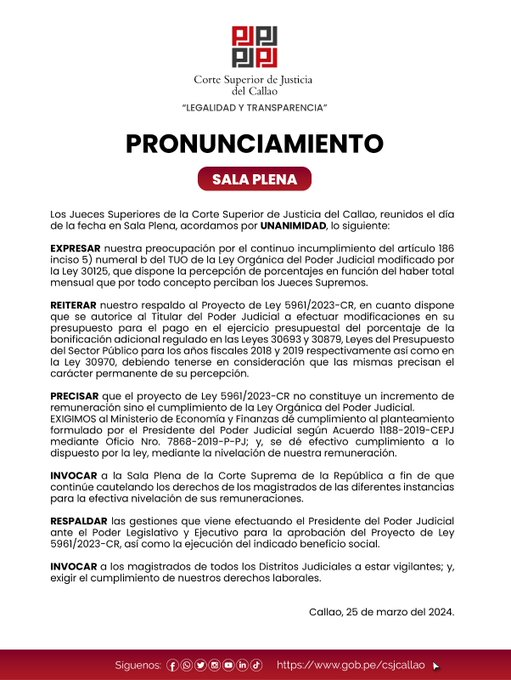 🅰🅻🅴🆁🆃 🅰 Jueces piden a @congresoperu incremento de remuneraciones después de emitir sentencia prevaricadora en favor de miembros inhabilitados de la #JNJ, otra que levantó sanción a fiscal #VelaBarba o tantas otras que han liberado a delincuentes. ¿Están de acuerdo?