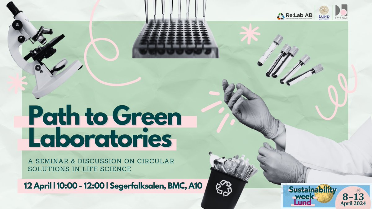 🌿🌍🔬 Explore the path to greener lab practices during Sustainability Week in @Lund! Join our seminar & panel discussion on 12 April to brainstorm #sustainable solutions in #LifeSciences. #hållbaralund Register by 10 April to be part of the solution👇 bit.ly/4ac37N8