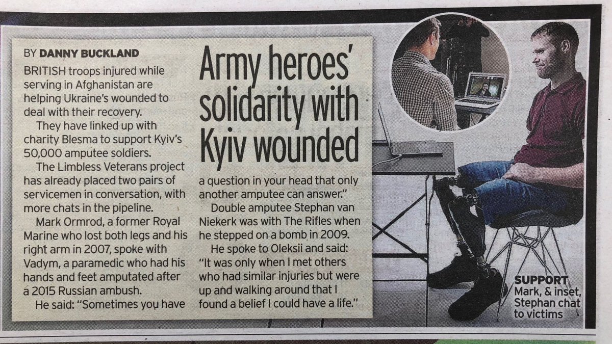 Immensely proud and grateful as the Daily Mirror features our 'Conversations: Розмови' initiative. The project brings together British veterans injured while serving in Afghanistan with Ukrainian veterans who have sacrificed limbs defending their homeland. 🇬🇧🇺🇦