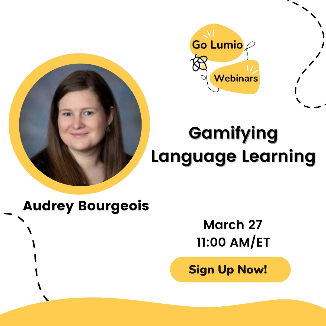 LumioSocial's tweet photo. ➡️Discover practical tips and strategies for designing gamified language activities using Lumio! 

Join Lumio ambassador and seasoned Language teacher, Audrey Bourgeois, in this free, virtual #PD happening TODAY.

Register here: https://t.co/PiHkaXLMcT

#GoLumio https://t.co/29gHw5pbGb