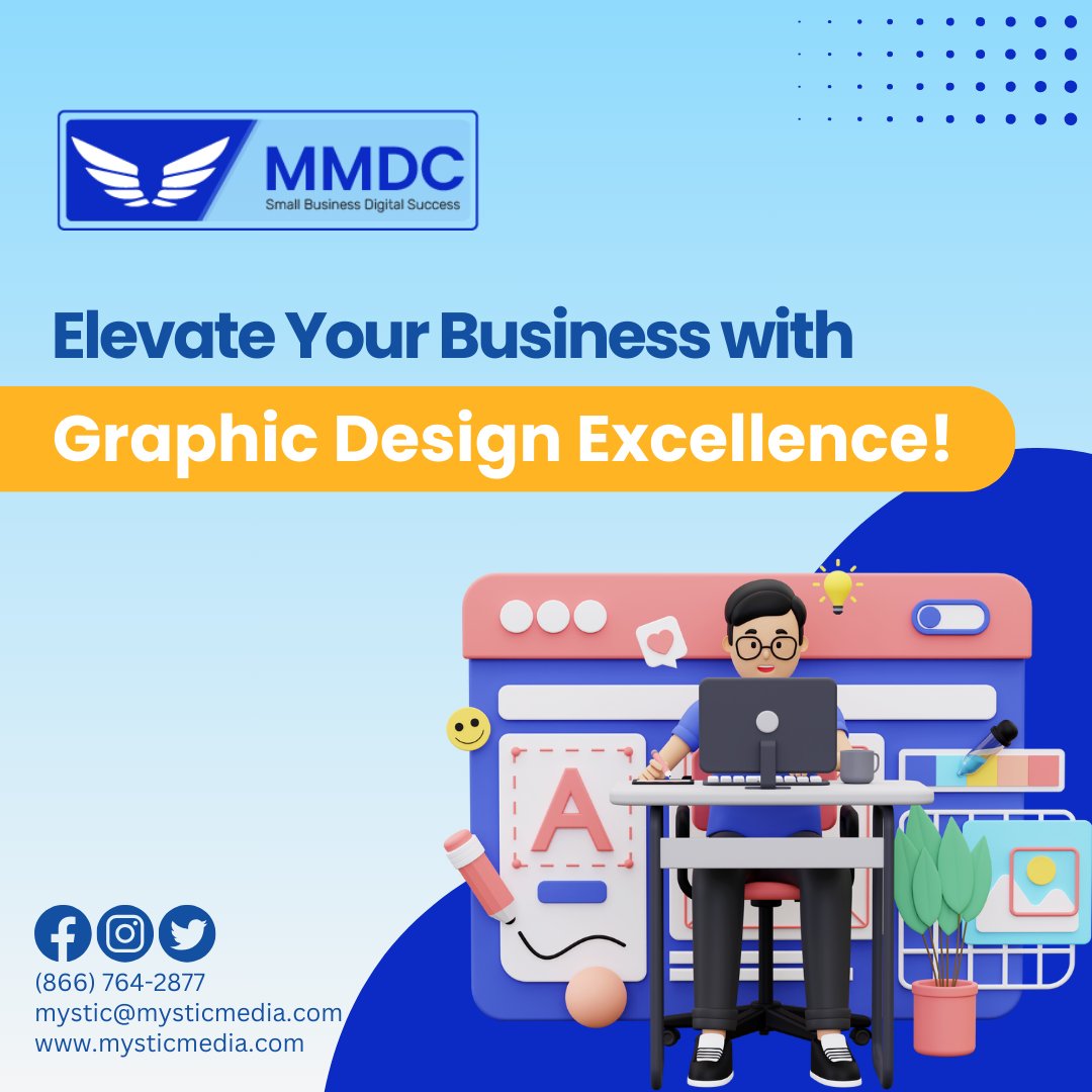 mysticmedia's tweet image. Unleash the power of visuals to transform your business journey! Graphic design isn&apos;t just about images; it&apos;s your brand&apos;s voice, storyteller, and persuader. Let&apos;s craft a visual narrative that speaks volumes and drives success! #GraphicDesignMagic #VisualStorytelling