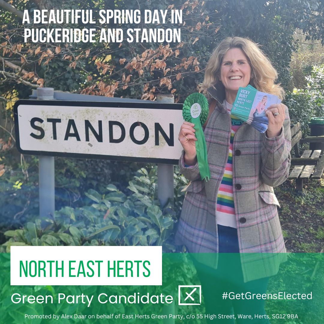 vicky_burtGP's tweet photo. A brilliant morning out and about in #Puckeridge and #Standon leafletting and chatting to local residents.
So many supportive comments.
I now have bounce in my step and it's not just because of the sunshine and daffodils! 💚
#getgreenselected
#votingisyoursuperpower https://t.co/PQsgShIm7g