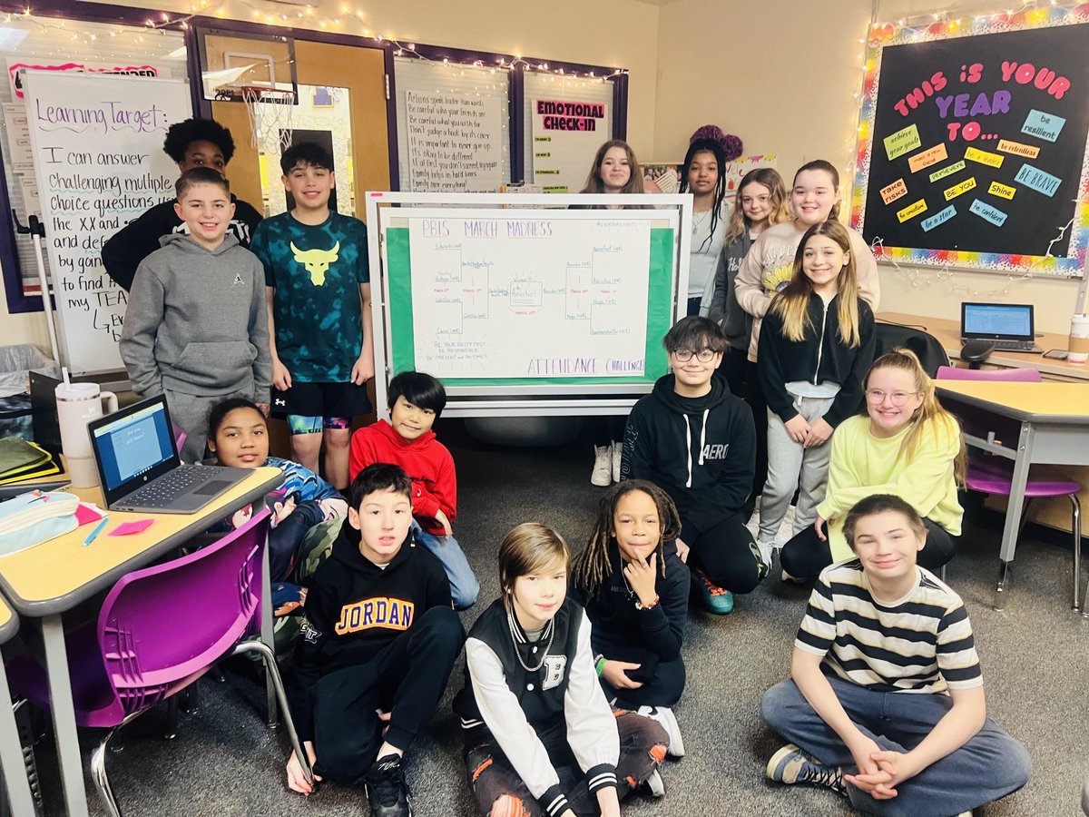 Congratulations to Mrs. Aurrichio's homeroom for winning the annual PBIS March Madness Attendance Challenge at TMS! Each week, homerooms battled in a bracket-style tournament to see who had the best attendance percentage, and Mrs. Aurrichio's class came out on top.

Great job!