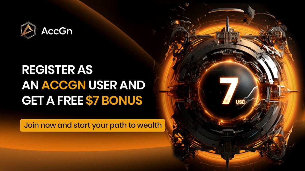 AccGn_'s tweet photo. We're thrilled to introduce a special offer to ignite your journey with AccGn! As a token of gratitude for your support, new registrants will receive a $7 bonus upon signup. Yes, that's right – $7 USD directly credited to your account, available for immediate use or withdrawal! https://t.co/IrswYkiRq4