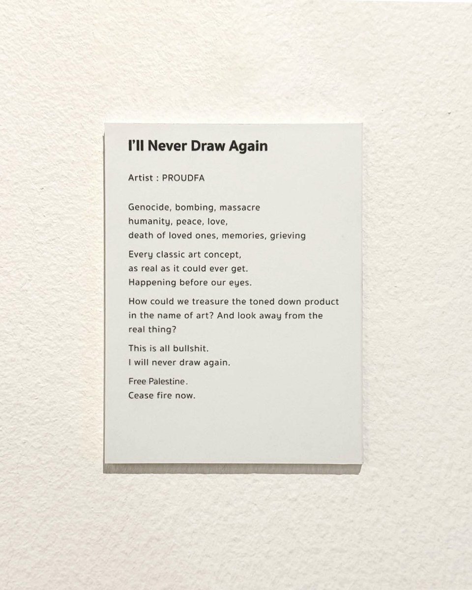 I’ll Never Draw Again Currently on view at art4c gallery until 3rd April. (60% of sales will be donated to Care for Gaza)