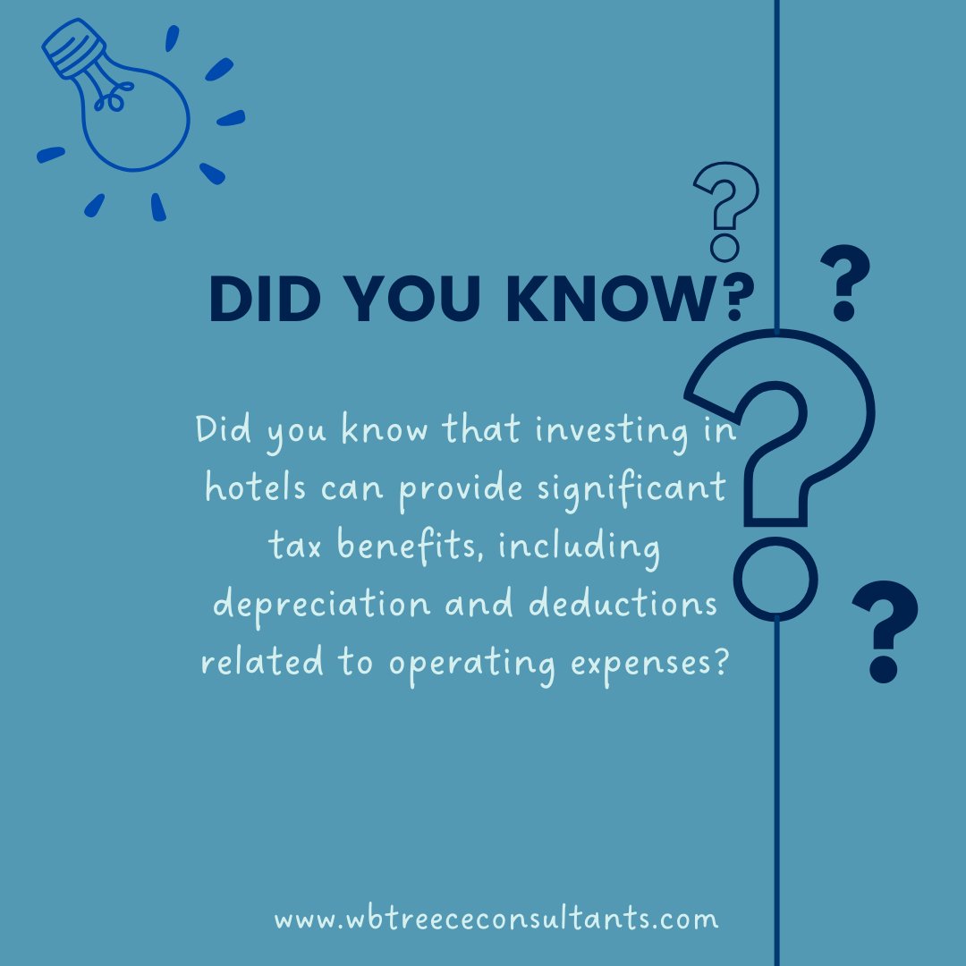 wbtcassessors's tweet image. Don't miss out on this opportunity to grow your wealth while enjoying tax benefits! 
#DidYouKnowSeries
#PropertyOptimization
#WBTreeceConsultants
#HotelInvestments
#TaxBenefits