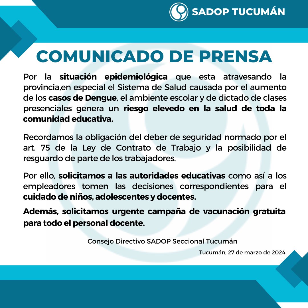 SADOP Tucumán tweet media
