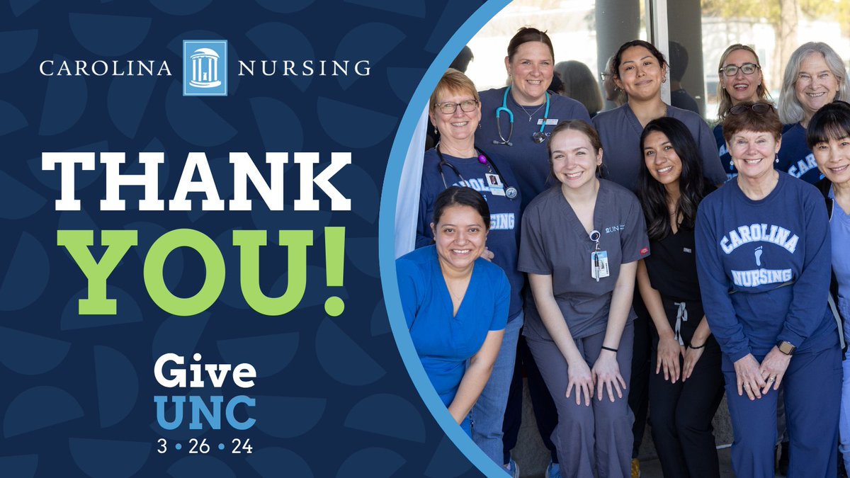 THANK YOU to everyone in the Carolina Nursing community who made #GiveUNC a day like no other! We met all three of our challenge goals because of your participation and generous donations. We are beyond grateful for your support and could not be prouder to be Carolina Nurses!