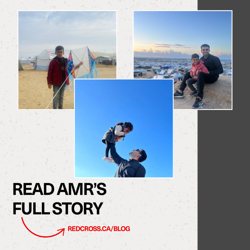 redcrosscanada's tweet photo. Like so many others in #Gaza, Amr — a media officer with @PalestineRCS — wakes up every day faced with the challenge of balancing work, family, and survival, including securing necessities like food &amp; water, and keeping his family safe from armed violence.

This is his story ⤵️
