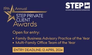 Don't miss your chance to showcase the outstanding work of your team and firm over the past year at this year's STEP Private Client Awards. Entries are open until 12 April 2024. Find out more at buff.ly/3OFP8GB @STEPSociety #STEPPCA