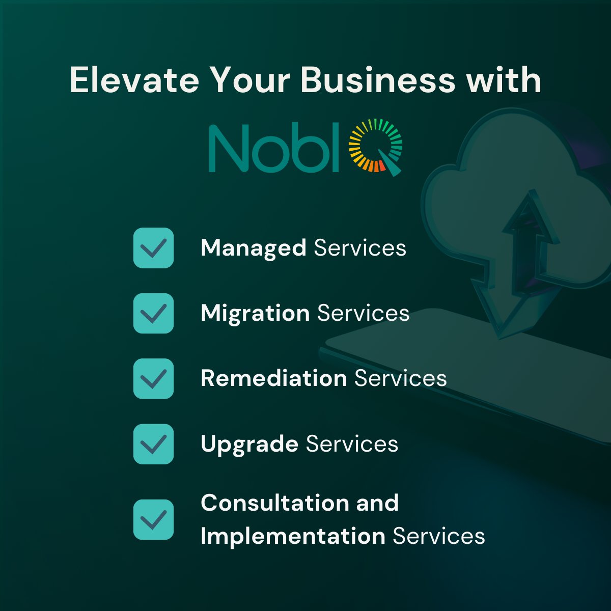 Empower your business with Nobl Q's comprehensive suite of services: We bring our digital solutions and technology expertise to create value and help you drive business results.

To Know More: bit.ly/4aichr9

#technology #digitalsolutions #noblq