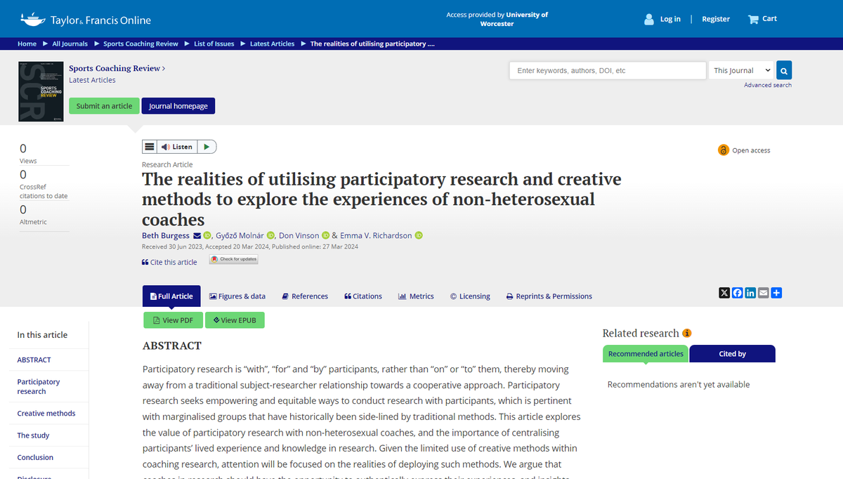 my first, first-author publication🎉 thank you to my amazing supervisory team for their contributions @GyozoMolnar @donaldvinson @emrichie11 and thanks to @SportsCoachingR for the opportunity to contribute to the special issue! tandfonline.com/doi/full/10.10… (the article is open access)