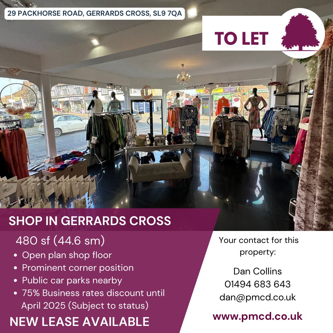 New Instruction: #GerrardsCross High Street, Prominent Corner Shop Space With Superb Window Frontage #ToLet

pmcd.co.uk/news/property/…