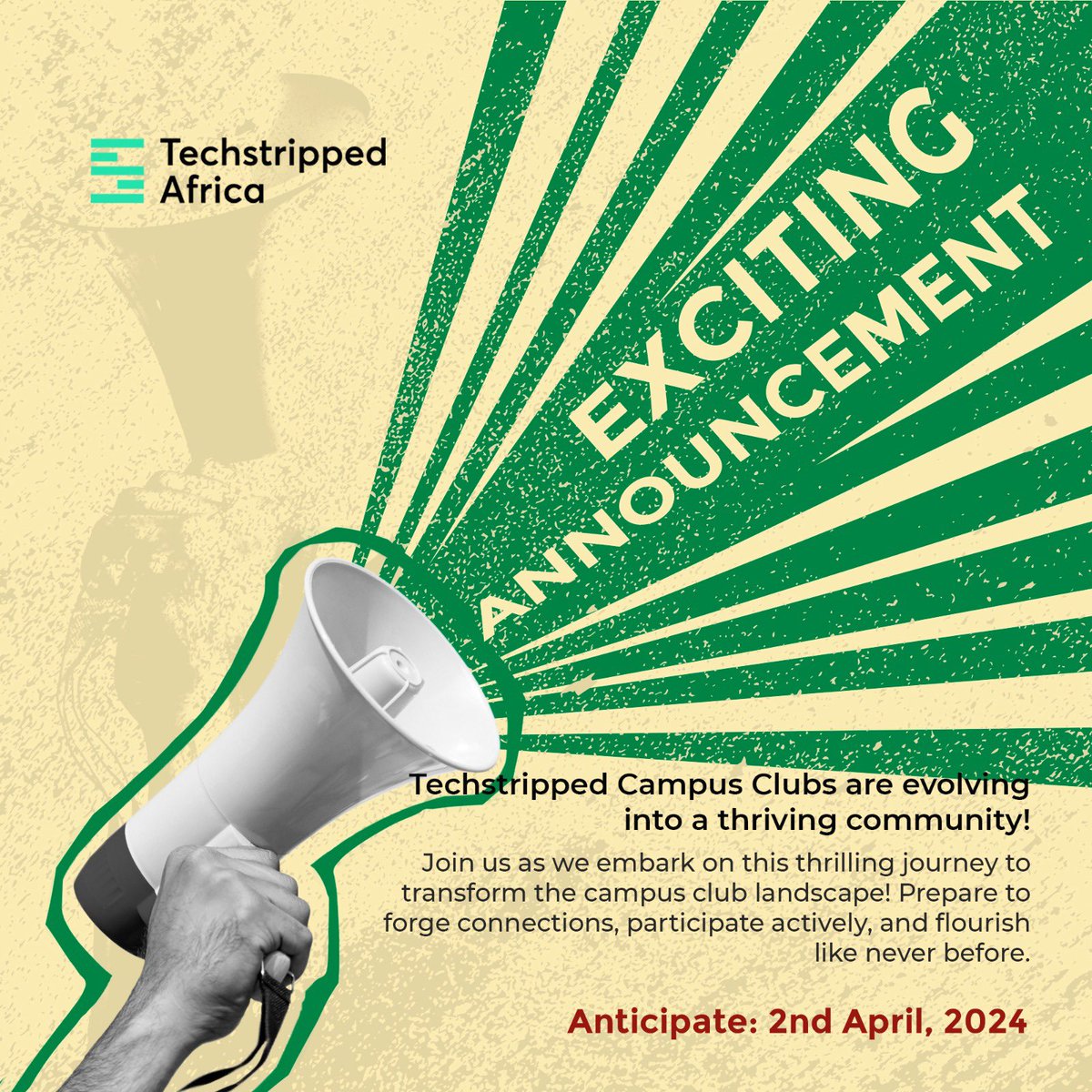 techstripped's tweet photo. We have news!

Techstripped Campus Clubs  are becoming one big community! We're excited to introduce a platform that brings together all our members across campuses around the world, fostering a strong sense of belonging and encouraging idea-sharing and connection among members. https://t.co/ISrGZhxHXX
