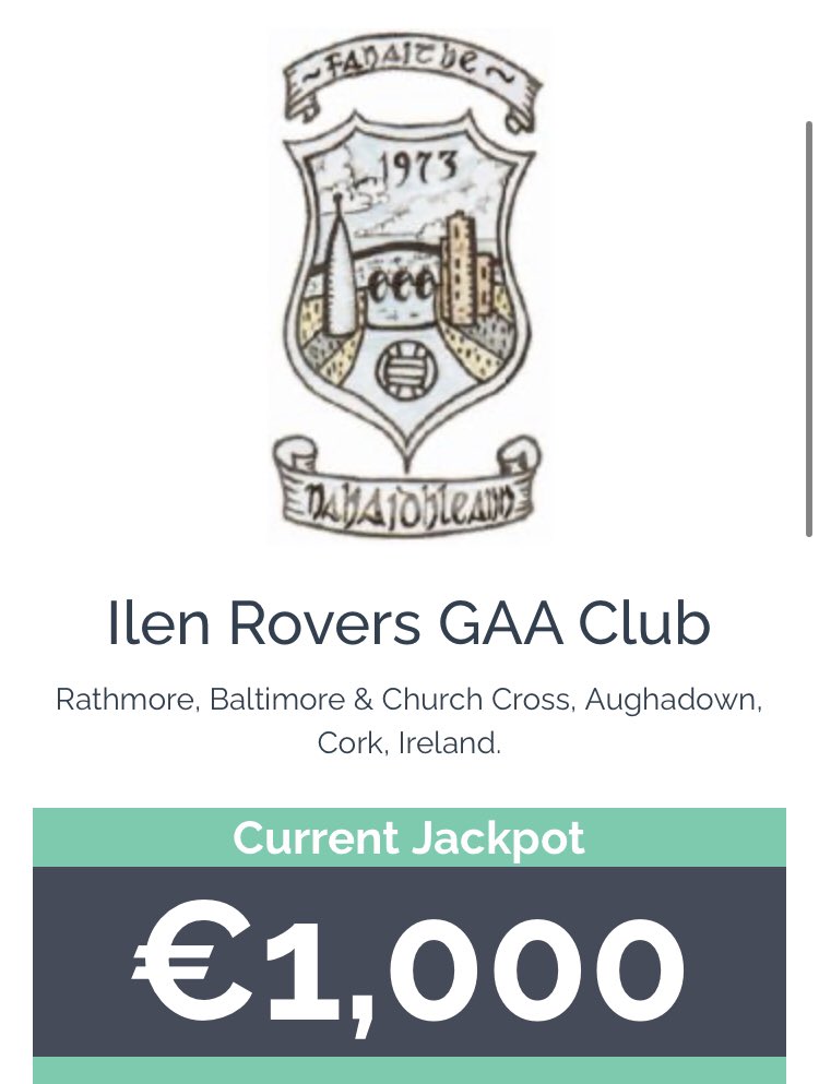 Mighty Congratulations to Mary O’Driscoll on winning the Ilen Rovers Lotto Jackpot last Monday evening. 

Our new Jackpot starts off again at €1000 and tickets are available in local outlets or on our lotto website.

ilenroverslotto.com

Thank you for your support.