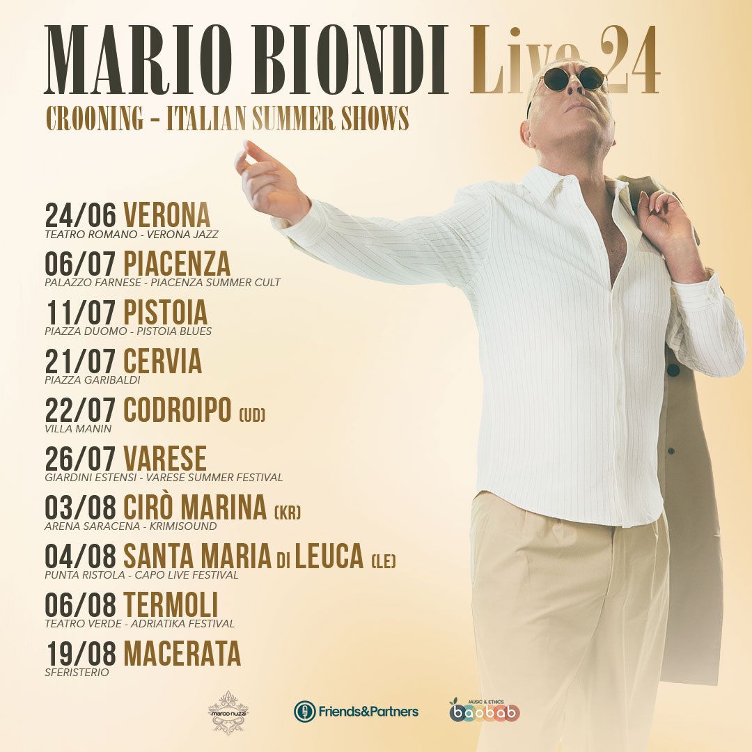 Dopo gli show internazionali, ecco le uniche date italiane dell’estate 2024! 🎶☀️ CROONING - ITALIAN SUMMER SHOWS Biglietti: tix.to/Crooning_Itali… #mariobiondi #crooningitaliansummershows #live @officialFandP
