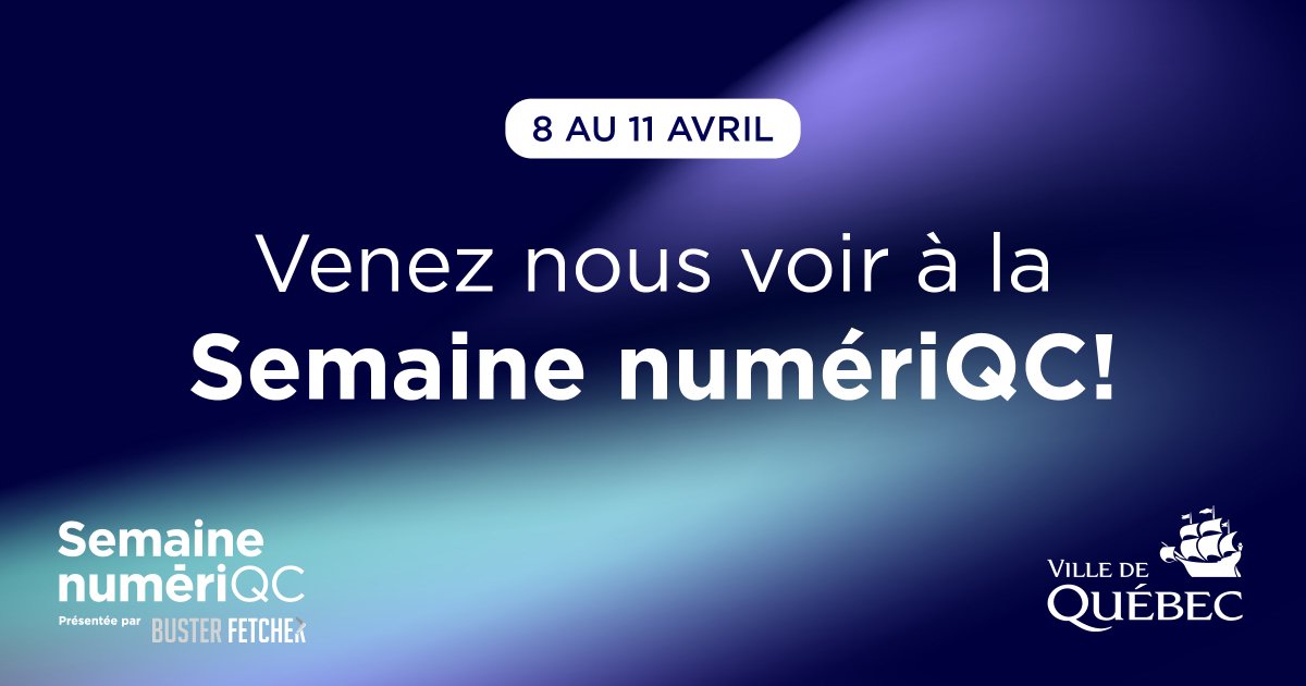 PROMPT est partenaire de la Semaine numériQC! Venez
nous rejoindre au Terminal de croisière - Port de Québec du 8 au 11 avril 2024!
Réservez votre billet : semainenumeriqc.com/billetterie/