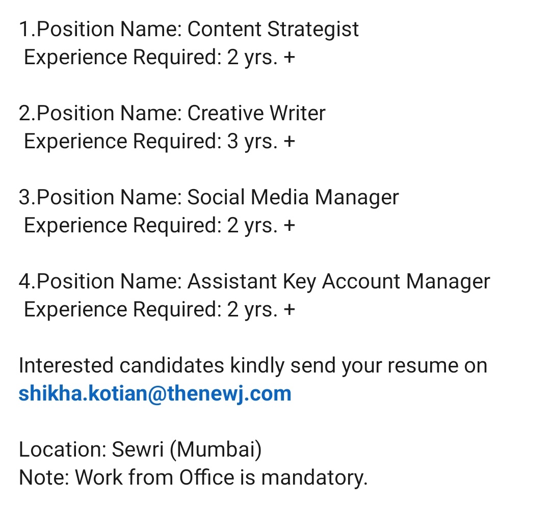 #मीडियाजॉब अपडेट्स #media #mediajobs #hiring #hiringalert #Mediainternship @iamShantanu_D