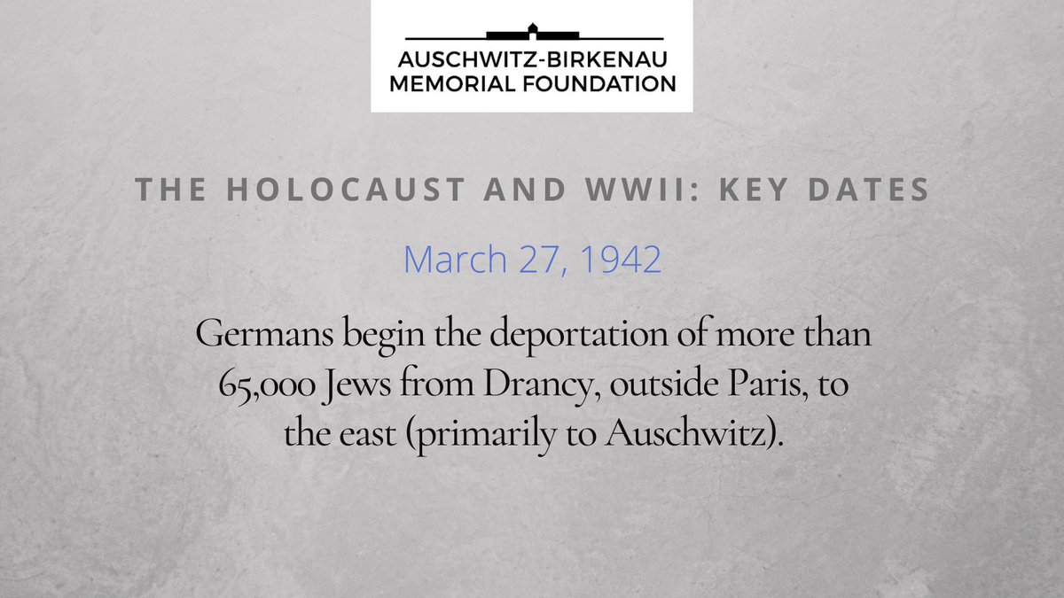 #otd March 27, 1942: Germans begin deportation of 65,000 French Jews to the German Nazi concentration and extermination camp Auschwitz-Birkenau. Altogether, in 43 transports, Germans deported to Auschwitz 69,255 Jews. 41,805 of them were murdered in gas chambers immediately…