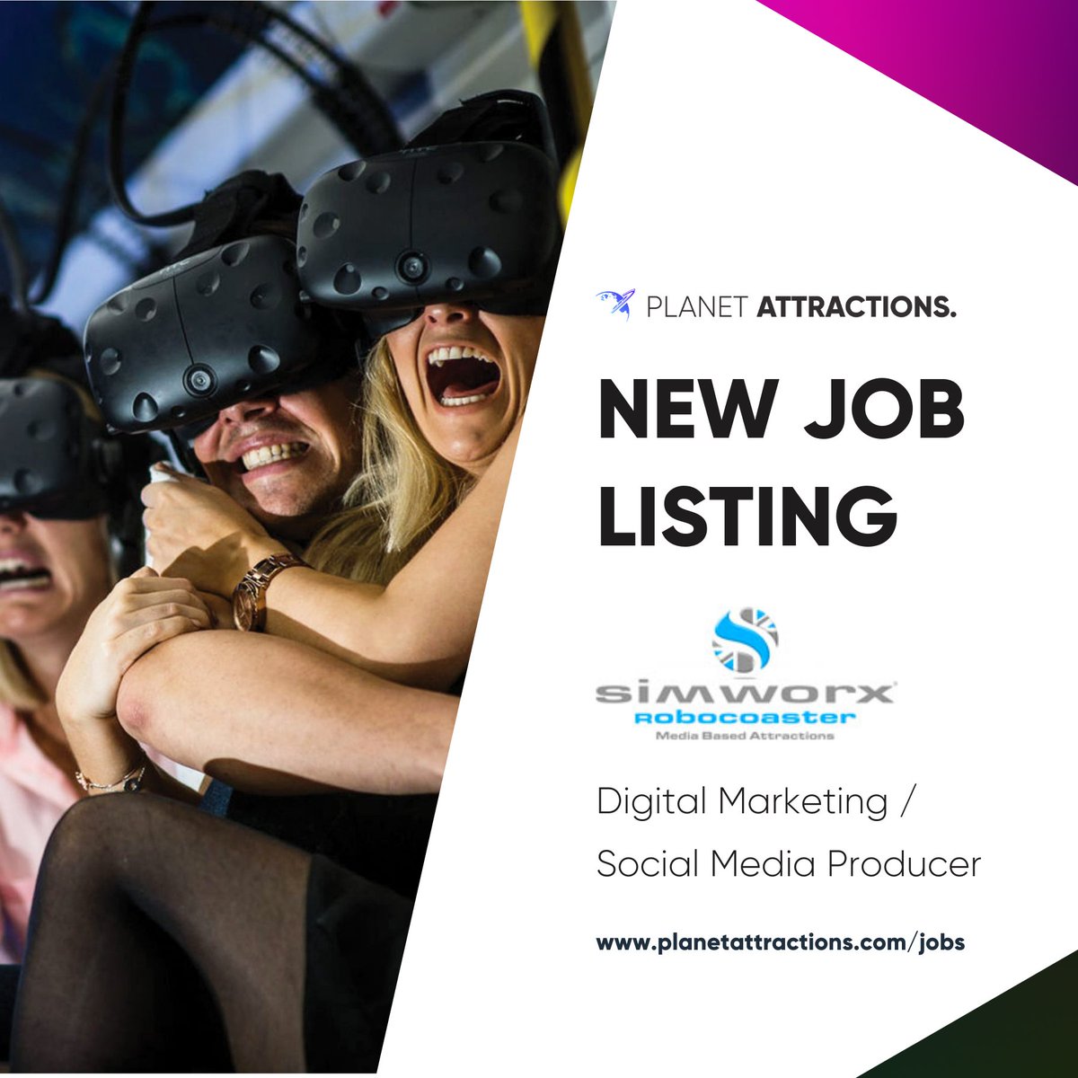 #JOB: A great opportunity to work at @Simworx! APPLY NOW: planetattractions.com/jobs #jobsearch | #career | #recruitment | #attractions