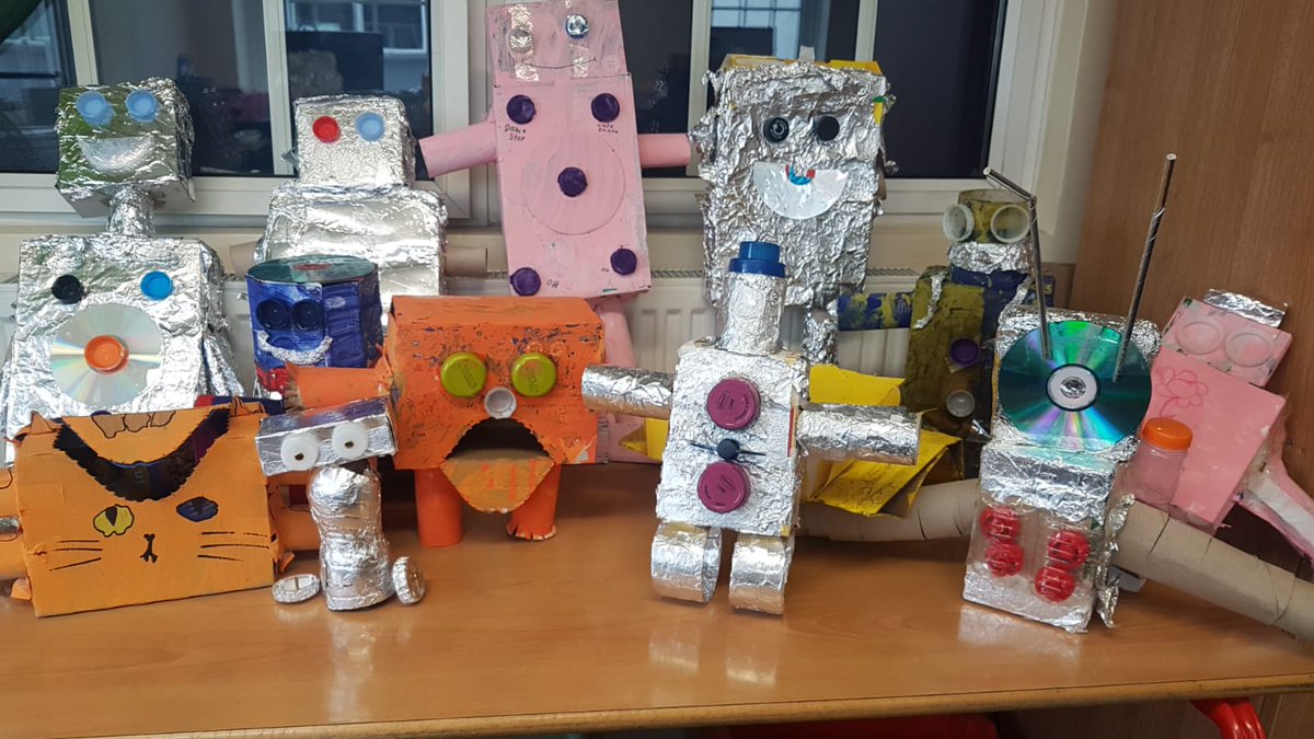 Y5 have been learning sewing skills as part of their DT project and Y4 have created their own robotic iron men! #primaryDT #creativity