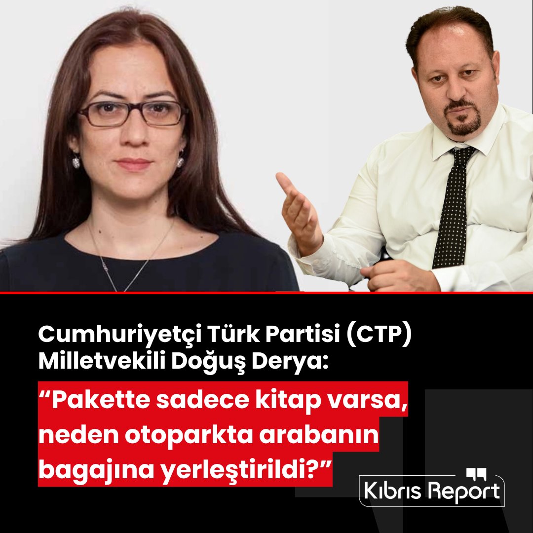 kibrisreport's tweet photo. Öztürkler'in "rüşvet değil, kitap aldım" açıklaması üzerine bir dizi soru yönelten Doğuş Derya: “Pakette sadece kitap varsa, neden otoparkta arabanın bagajına yerleştirildi?”

@DeryaDogus @drziyaozturkler

#northcyprus #kuzeykibris #kktc #kibris https://t.co/pKpH1qTRpf