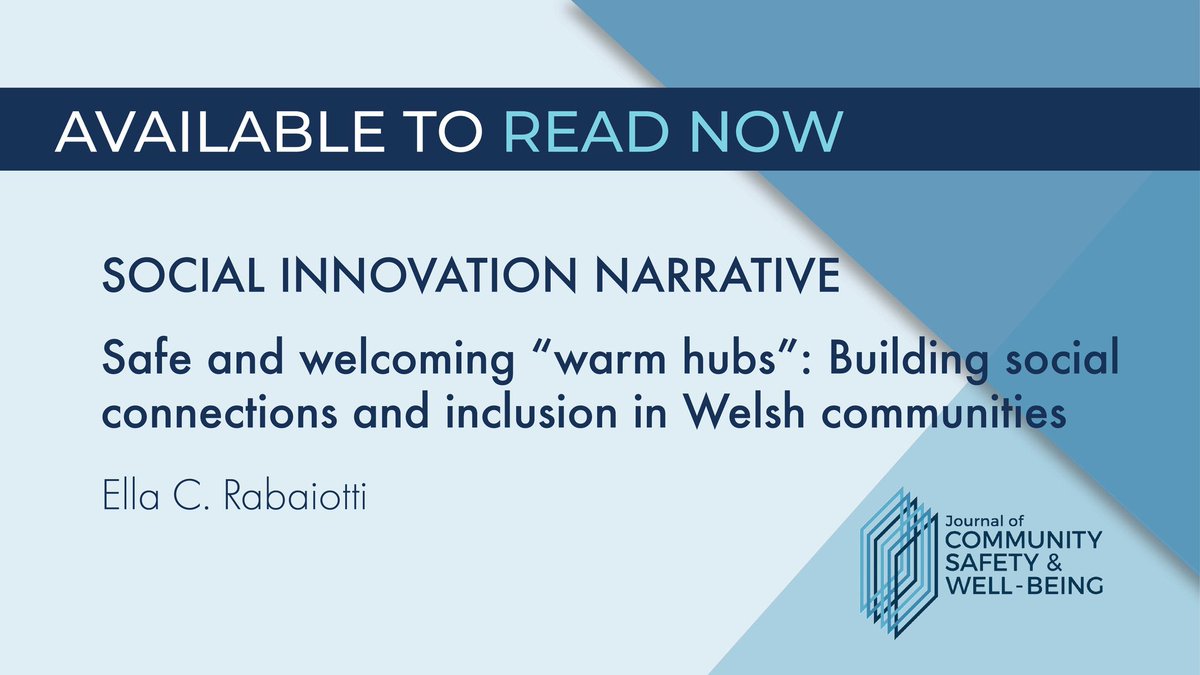 ICYMI: My latest article in @JournalCSWB explores the growth of #warmhubs as safe and welcoming community spaces in #Wales. Research indicated broader potential for the hubs including supporting social inclusion & #communitysafety Read it here ➡️ journalcswb.ca/index.php/cswb…
