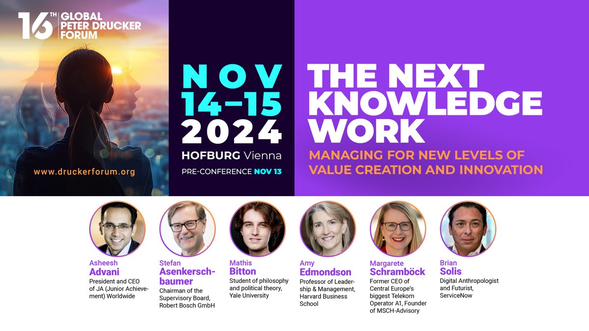 Don't miss our latest newsletter: 'New theme, new conference, registration open!' Registration is now open for a limited number of Early Bird tickets - November 14 + 15, with a pre-conference day (optional) on Nov. 13, 2024. Newsletter👇🏻 druckerforum.org/newsletter/202… #nextmanagement