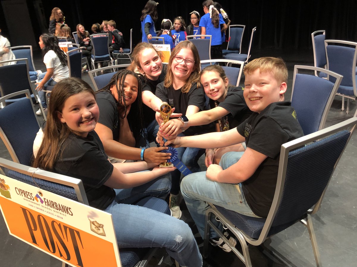 PostElemLibrary's tweet photo. Congratulations to the Post 5th Grade Name that Book team who tied for 2nd place at the District Competition last night. Way to represent! @CyFairLibraries @CFISDPost https://t.co/YpaR8h9M7U
