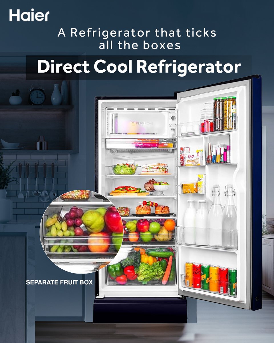 IndiaHaier's tweet photo. All features, check!
The compact yet powerful Haier Direct Cool Refrigerator is just the right fridge for you.
Visit our website to know more. Bring one home and elevate the look of your stunning home!
#Haier #MoreCreationMorePossibilities #Refrigerator #DirectCool https://t.co/qfxxHhN3XL