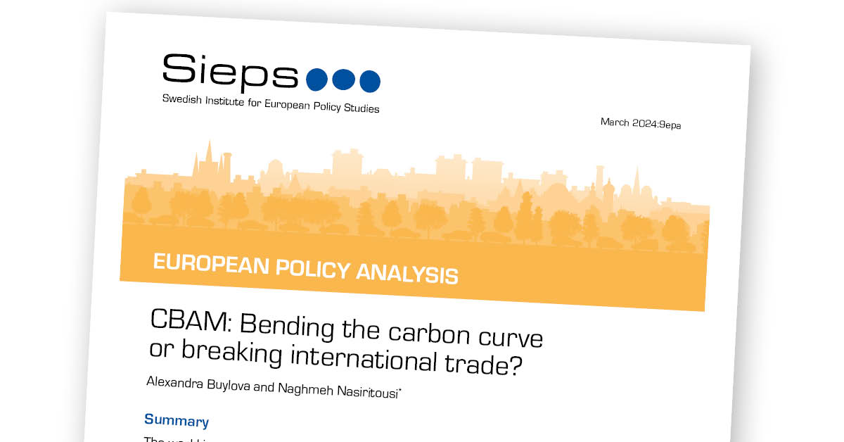 The #CBAM is a cornerstone of the EU’s trade and climate policy. In a new analysis, @a_buylova and Naghmeh Nasiritousi (both at @UISweden) present the tool, consider its potential global impacts, and discuss how the EU can minimize unwanted side effects. sieps.se/en/2024_9epa